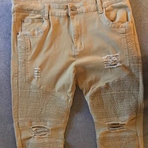 Khaki Skinny pants distressed look size 36